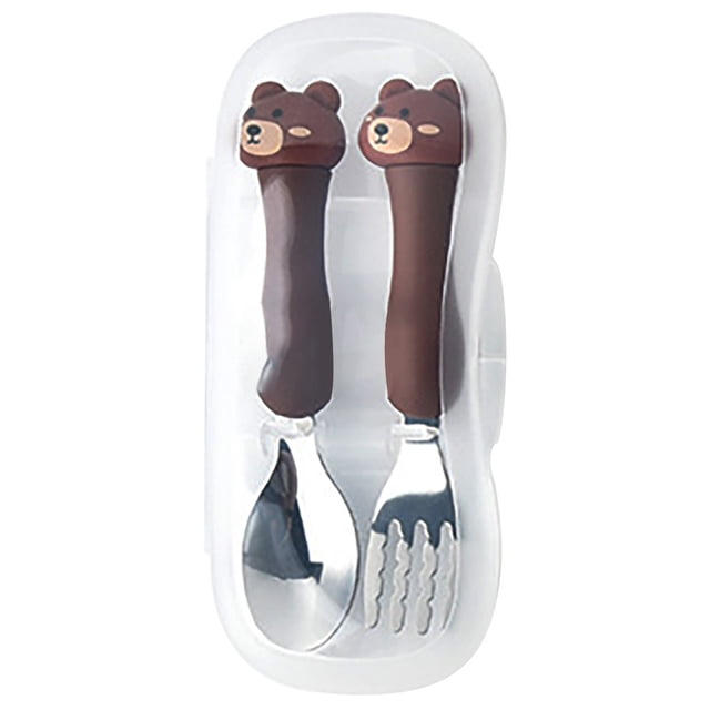 EGNMCR tableware set primary school stainless steel tableware cute fork spoon Dinner plate