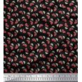 thumbnail image 1 of Soimoi Polyester Crepe Fabric Leaves & Strawberry Fruits Print Sewing Fabric Yard 52 Inch Wide, 1 of 3