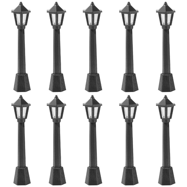 MasteelfCA 10pcs Mini Street Lights Model Simulated Lamp Post Resin Lamppost Ornament