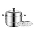 thumbnail image 2 of Stainless Steel Steamer Pot, Safe Gas Stove Steamer Pot 2 Tier  for Kitchen, 2 of 8