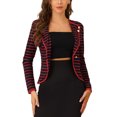 thumbnail image 1 of INSPIRE CHIC Blazer Mince à Rayures pour Femme à Revers Cranté Décoré de Boutons S Rouge Bleu, 1 of 5