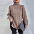 thumbnail image 4 of Yuyuzo Womens Winter Fall Sweater Solid Color Turtleneck Cable Knit Long Sleeve Sweaters Pullover Tops, 4 of 6