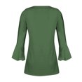 thumbnail image 5 of Timegard Hauts d'Été pour Femmes Plissés Col en V Évasé Manches 3/4 T-Shirts Confortables Tunique Décontractée Habillée, 5 of 5