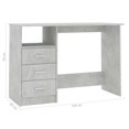 thumbnail image 4 of vidaXL Desk with Drawers Concrete Grey 110x50x76 cm Engineered Wood, 4 of 4
