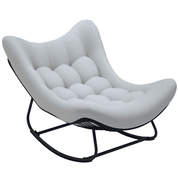 Outsunny Outdoor Rocking Chair, Oversized Patio Egg Chair, Grey