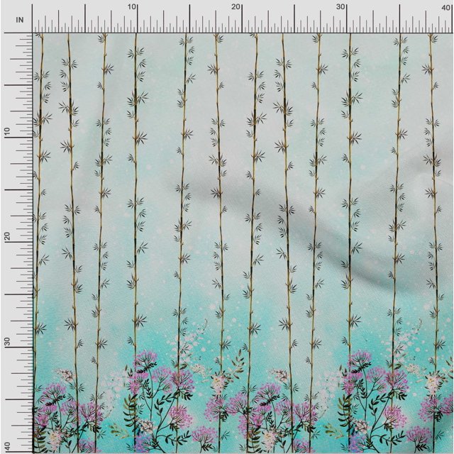oneOone Polyester Lycra Fabric Leaves & Flower Panel Decor Fabric Printed BTY 56 Inch Wide