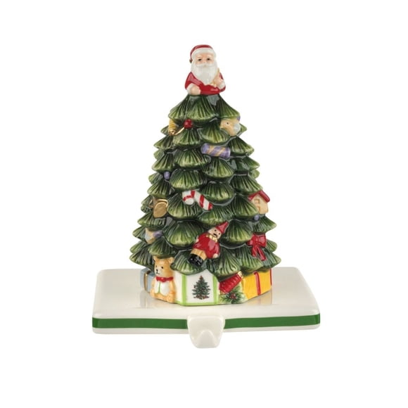 Spode Support de Bas 5.5 Pouces avec Crochet - Arbre de Noël / Vaisselle de Terre Fine / Décoration de Maison de Collection - Présentoir Festif pour Manteau, Cheminée / Cintres Lestés pour Noël