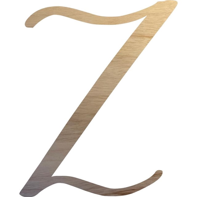 Unpainted Wood Letter Z Craft, Paintable 12'' Tall Wood Alphabet Letter, DIY Nicholia Script Font