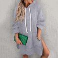 thumbnail image 4 of Ovzne Robes Grande Taille pour Femmes aux Formes Robe pour Femme Femmes Mode Détente Poche Manches Longues Robe à Capuche à Capuche Robe d'Été à Manches Longues Liquidation, 4 of 4