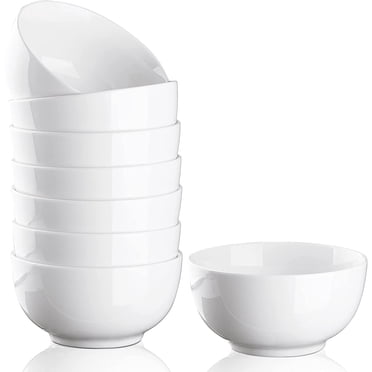 Bingirl 10 oz (~283.5 g) Ceramic Bowl Set of 8 Premium White Ceramic Bowls for Grain, Soup, Salad, Pasta, Prep, Rice, Ice Cream, Microwave & Dishwasher