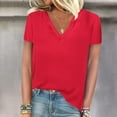 thumbnail image 2 of FAIWAD Womens Summer Tops Short Sleeve V Neck Pullover Shirts Loose Casual Solid Color Basic Tops, 2 of 4