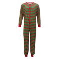 thumbnail image 1 of FOCUSNORM Christmas Family Matching Nightwear, Striped Round Neck Long Sleeve Jumpsuit, 1 of 6