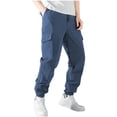 thumbnail image 2 of asjyhkr Mens Cargo Pants with Multi Pockets Elastic Waist Drawstring Jogger Hiking Work Sweatpants, 2 of 6