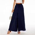 thumbnail image 4 of GZWYHT Wide Leg Pants,Palazzo Pants,Women's Wide Leg Pants Flowy Ruffle Solid Color Drawstring Waist Pants,Flowy Pants,High Waisted Pants,Sweatpants Women,Navy,XXL, 4 of 6