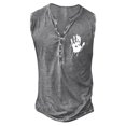 thumbnail image 1 of 2025 Men's Tank Tops Mens Summer Retro Mens Tall T Shirts Old Basic Button Placket Mens Cropped Tops Small Print Sleeveless Shirt Long Workout Tops for Men T, 1 of 2