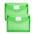thumbnail image 2 of 2PCS Documents Holder Envelope Folder, File Storage Bag with Button Transparent Plastic, Certificate File Holder Document Folder, Green, 2 of 5