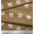 thumbnail image 2 of Soimoi Brown Poly Georgette Fabric Owl Bird Print Sewing Fabric Yard 42 Inch Wide, 2 of 3