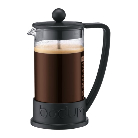 Bodum Cafetière à Pression Française Brésilienne 12 Oz, Verre Borosilicaté à Haute Chaleur, Noir - Fabriquée au Portugal