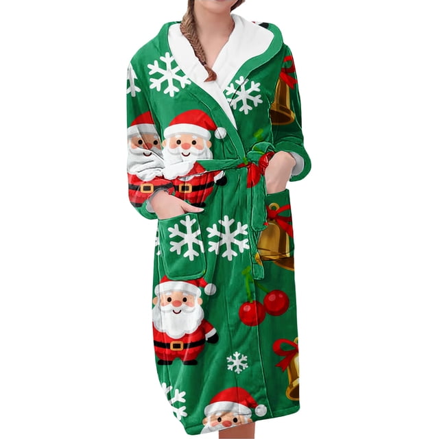 Peignoirs pour Femmes Peignoir Long Chaud Tendance à Manches Longues d'Hiver Pyjama Robe de Nuit