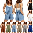 thumbnail image 1 of Sentmoon Shorts Jumpsuit for Women Sleeveless Linen Rompers Women Solid Color Backless Regular Fit Women's Jumpsuits, Rompers & Overalls Summer for Lounge and Relax S-3XL, 1 of 9