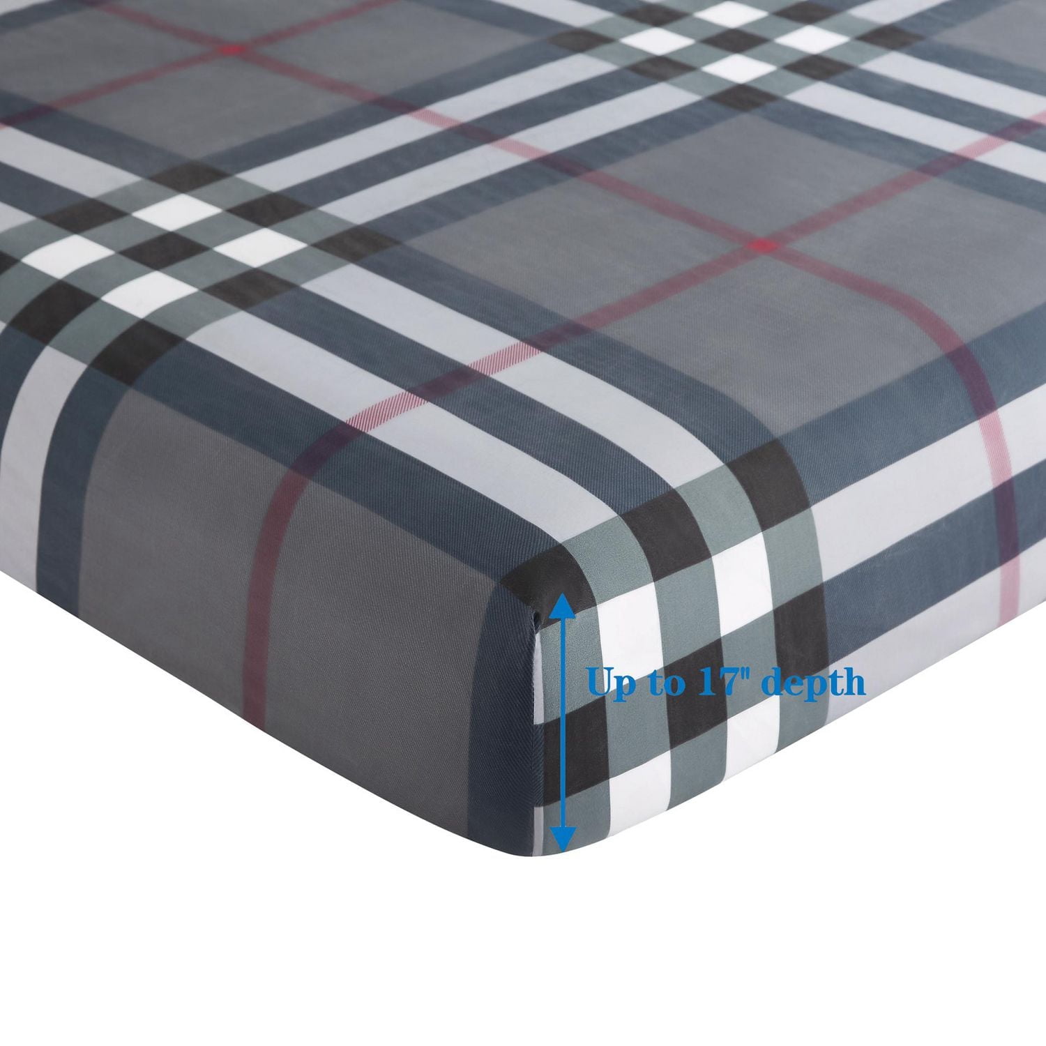 Literie Marina Décoration ultra douce, soyeuse et riche en soie, imprimée, en rayonne de bambou, toutes saisons, avec taies d'oreiller, motif tartan gris moderne