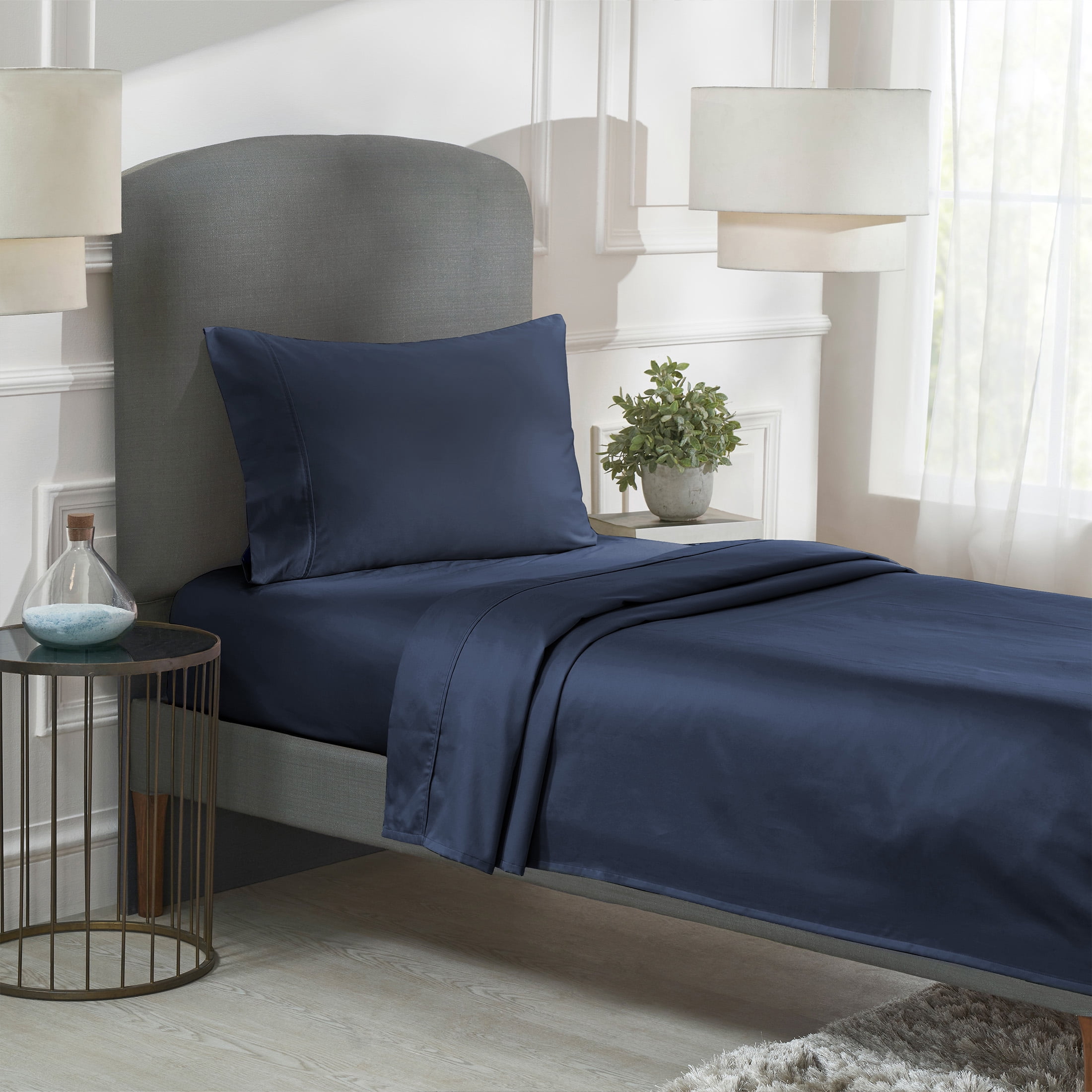 California Design Den Ensembles de Draps, Draps 100 % Coton Naturels, Ensemble de Draps de Luxe Doux en Satin 400 Fils, Draps Rafraîchissants à Poches Profondes