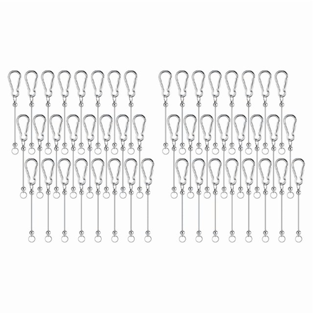 48 Pieces Beadable Keychain Bars Silver Bead Keychain Bulk DIY Blank Keychain Bar for Bead Snap Hook Keychain for DIY