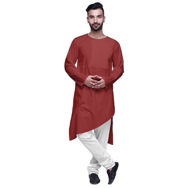 Atasi KurtaForMen Coupe Unie à Manches Longues pour Hommes en Coton à Col Rond