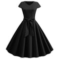 thumbnail image 1 of EGNMCR Robes d'Été Femmes Tendance 2024 Femmes Vintage Manches Courtes 50s Ménagère Décontractée Soirée Fête Bal Robe, 1 of 7