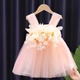 thumbnail image 4 of Été 2022 Nouveautés Filles Sans Manches Col Rond en Maille Fleurs Rose Muti Roupa Infantil Menina Mignonne Robe de Fête Costume 4-7T, 4 of 6