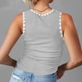 thumbnail image 3 of Besolor 2024 Summer Workout Tank Tops for Women Crewneck Knit Ribbed Side Ruched Crop Tops Sleeveless Trendy T Shirts, 3 of 6