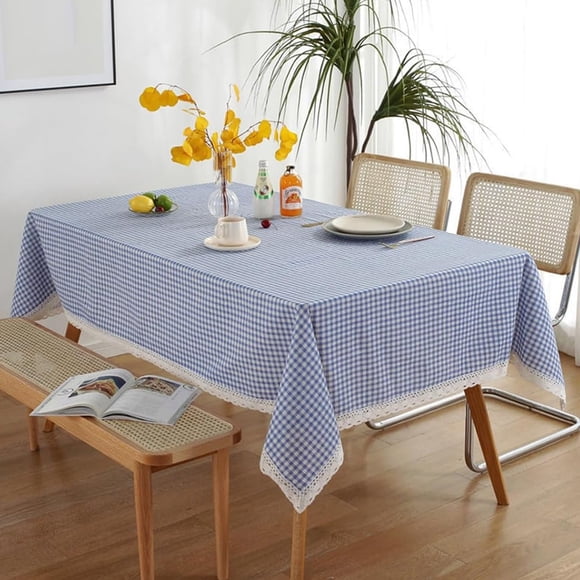 BUTASY Cotton Tablecloth, Washable Reusable Plaid Table Cover Stain and Wrinkle Resistant, Decorative Fabric Table Cover for Dining, Party and Camping,39