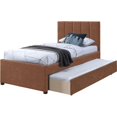 thumbnail image 4 of Pemberly Row Contemporary Cognac Vegan Leather Twin Trundle Bed, 4 of 9