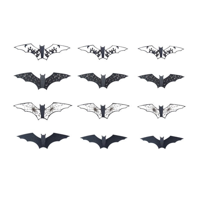 SIYTUAU Halloween 3D Hollow Bat Wall Stickers Set Of 36 For Office Kitchen Window Interior Decor Paper Material C