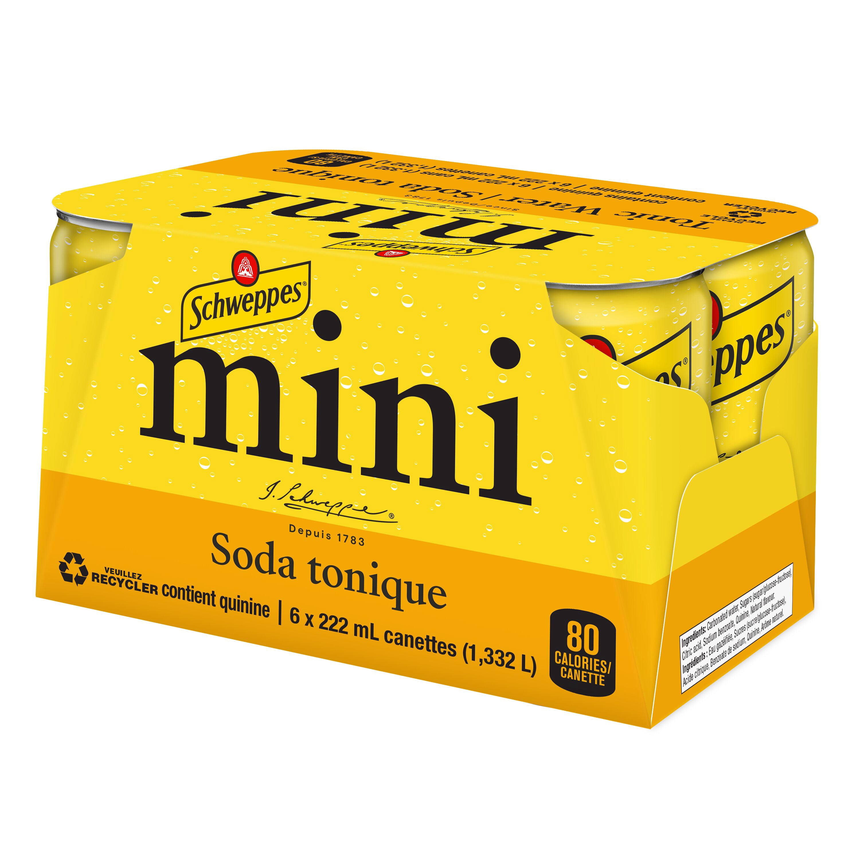 Schweppes Eau Tonique 6 x 222 ml, Mini canettes