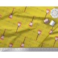 thumbnail image 3 of Soimoi Yellow Silk Fabric Notes & Guitar Musical Instrument Fabric Prints By Yard 42 Inch Wide, 3 of 5