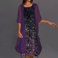 thumbnail image 2 of Pisexur Robes pour Femmes Ensemble Deux Pièces Robe Décontractée Robe Élégante en Chiffon 1 Pce Dress+1 Pce Cardigan Floral Ajusté Ample, 2 of 6