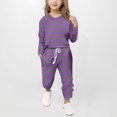 thumbnail image 2 of Plebaso Ensemble 2 Pcs Garçons Filles Tenues Rayées Manches Longues Col Rond Hauts Joggeurs Vêtements Décontractés Enfants, 2 of 5