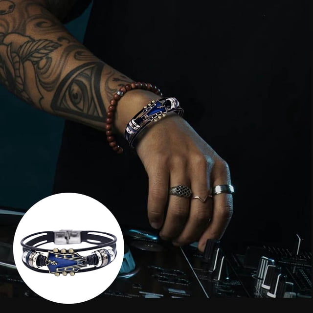 Style Musical Instrument Bracelet Featuring Detailed Guitar Charm And Secure Stainless Steel Clasp For Music Lovers