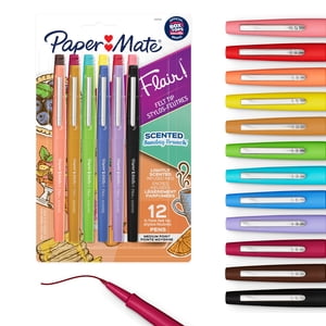 Paper Mate Flair Scented Stylos à pointe de feutre, parfums et couleurs brunch dimanche, point moyen (0.7 mm), 12 Nombre