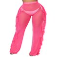 thumbnail image 1 of Women Beach Mesh Ruffles Sheer Wide Leg Pants Loose Bikini Cover Up, 1 of 4