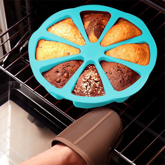 Food Grade Silicone 8 Hole Cake Mold, 11.02x1.57in, Non Stick Baking Tray for Oven Microwave Dishwasher, Mini Cake Pan Set