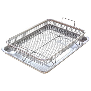 Panier Friteuse pour Four, Plateau Croustillant et Poêle en Acier Inoxydable, Friture de Luxe dans Votre Four, Ensemble de 2 Pcs, pour le Gril