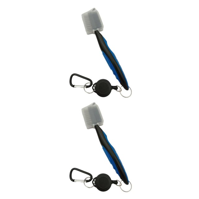 Ruiboury Golf Club Brush Portable Handheld Replacement Double-sided Ball Shoe Brushes Blue with Lid 2Set