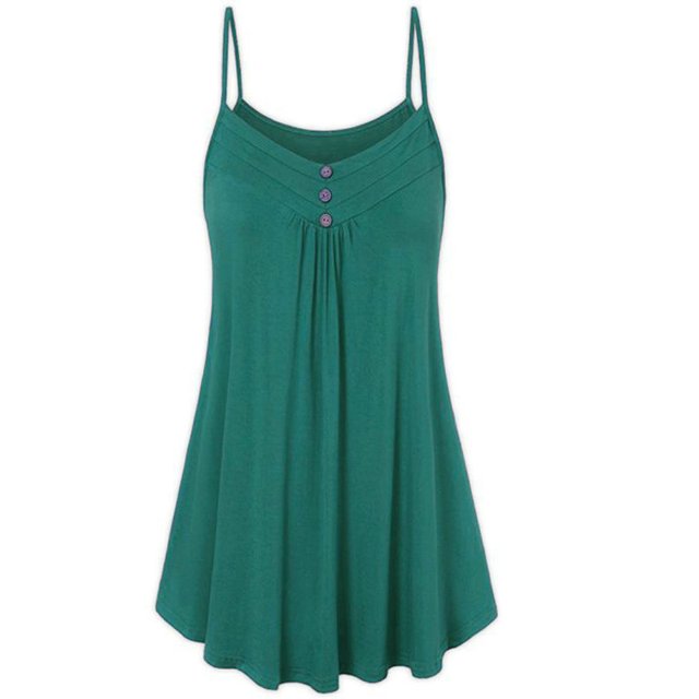DYMADE Women Spaghetti Strap Sleeveless Soild Swing Vest Top