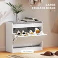 thumbnail image 4 of HOMCOM Shoe Bench with Flip Drawer, Cushion, 5 Pairs for Entryway White, 4 of 10