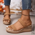 thumbnail image 3 of Dakaela Sandales pour Femmes Confortables à Plateforme Compensée Espadrilles à Bout Ouvert pour la Marche à Enfiler Chaussures Brun 7, 3 of 9