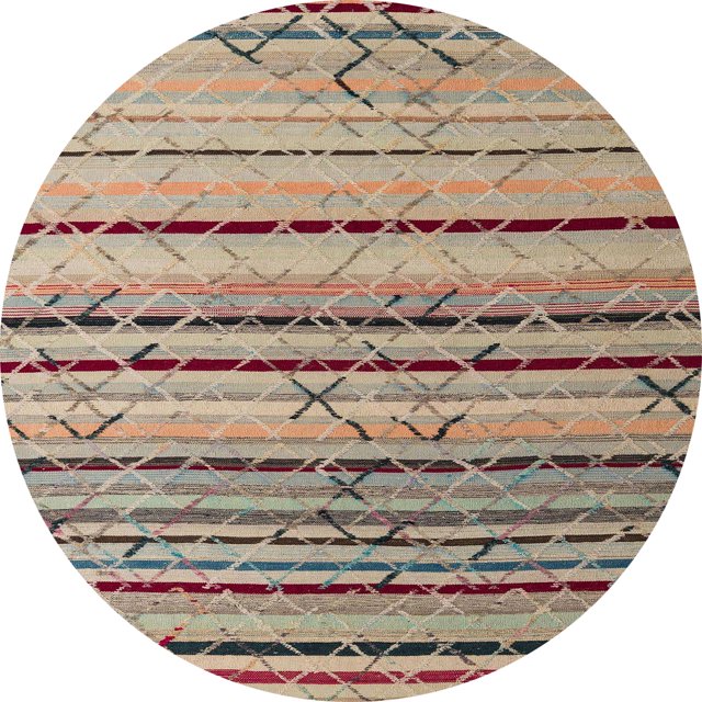 Ahgly Company Tapis de Zone Rond Abstrait Beige Français Marron Lavable en Machine, 5 Pieds Rond