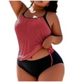 thumbnail image 1 of FAVIPT Womens Tummy Control Tankini Swimsuits 2 Piece Ruched Drawstring Bathing Suit Tropical Beach Swimwear Watermelon Red,XL, 1 of 5