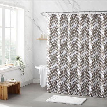 1 rideau de douche en tissu à chevrons